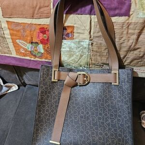 Calvin Klein Brown Monogram Tote Bag